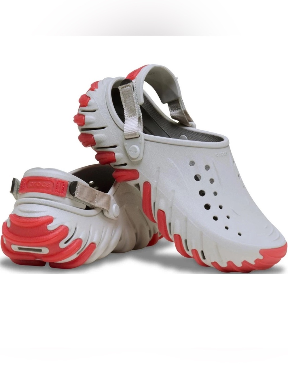 Crocs mens White and Coral echo Active Clog - Lightweight Waterproof 211458-1FT